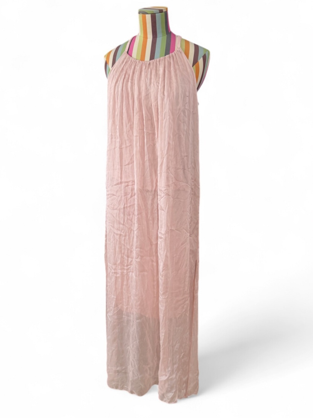 Meo Meli Silk Blend Made in Italy Maxi Column Dress Pink